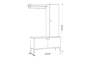 Eteiskalustesetti 40x110 cm - Luonnonväri/Musta - Huonekalut - Kalustesetit - Eteisen kalustesetit