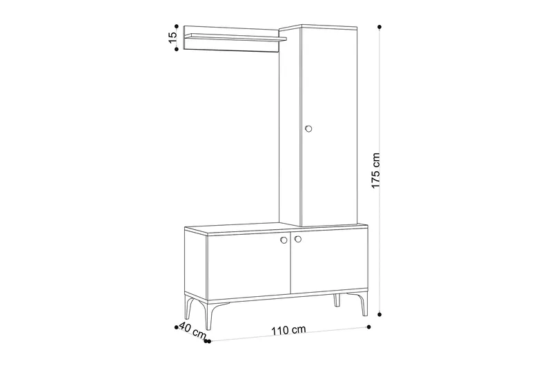 Eteiskalustesetti 40x110 cm - Luonnonväri/Musta - Huonekalut - Kalustesetit - Eteisen kalustesetit