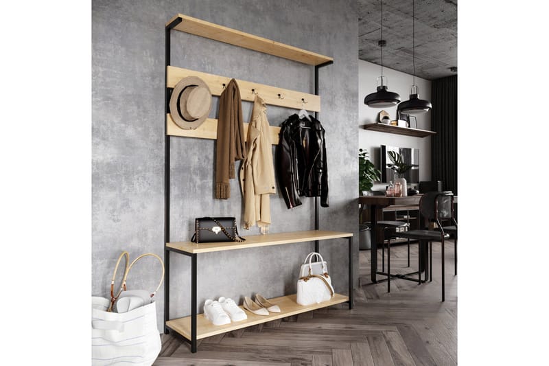 Eteiskalustesetti Avada 120 cm - Luonnonväri - Huonekalut - Kalustesetit - Eteisen kalustesetit