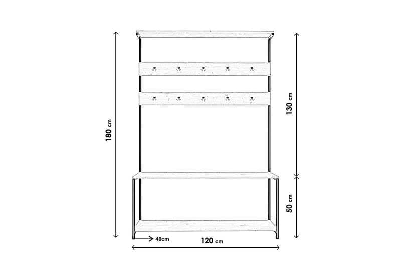 Eteiskalustesetti Beatrixa 120 cm - Tummanruskea - Huonekalut - Kalustesetit - Eteisen kalustesetit