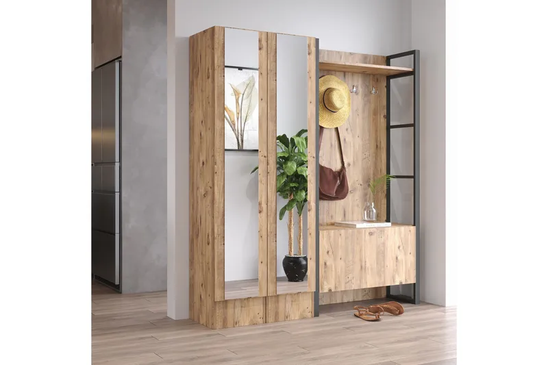 Eteiskalustesetti Challinder 34x90 cm - Luonnonväri - Huonekalut - Kalustesetit - Eteisen kalustesetit