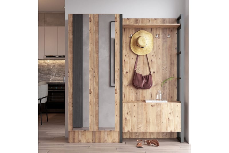 Eteiskalustesetti Challinder 34x90 cm - Luonnonväri - Huonekalut - Kalustesetit - Eteisen kalustesetit