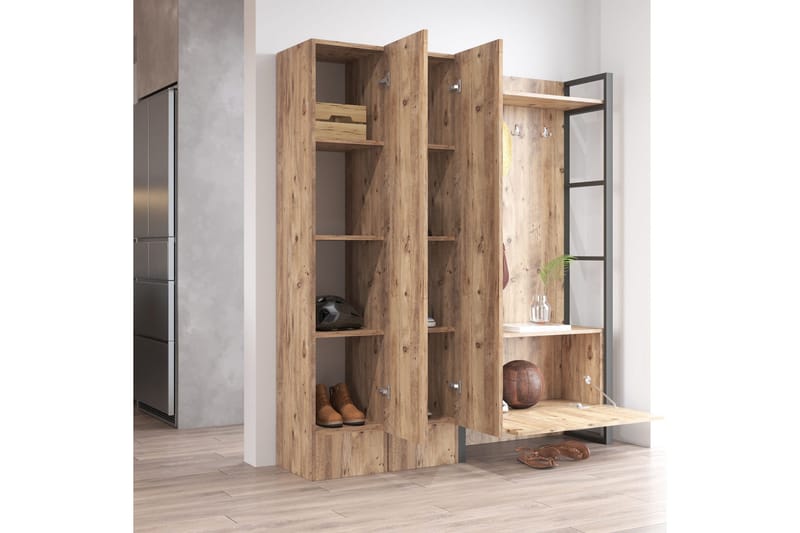 Eteiskalustesetti Challinder 34x90 cm - Luonnonväri - Huonekalut - Kalustesetit - Eteisen kalustesetit