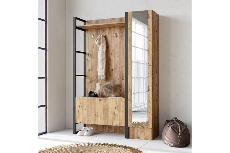 Eteiskalustesetti Challinder 34x90 cm Oikea, Luonnonväri