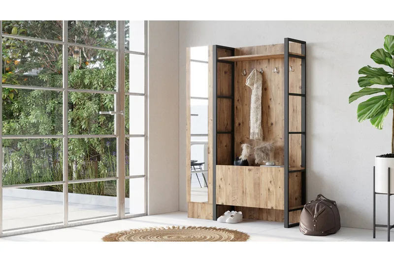 Eteiskalustesetti Challinder 34x90 cm Vasen - Luonnonväri - Huonekalut - Kalustesetit - Eteisen kalustesetit