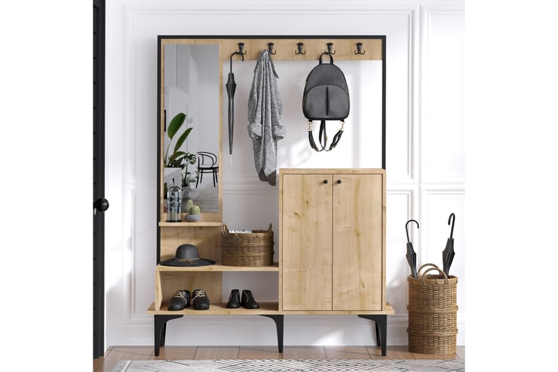 Eteiskalustesetti Cirsinia 35x114 cm - Luonnonväri/Valkoinen - Huonekalut - Kalustesetit - Eteisen kalustesetit