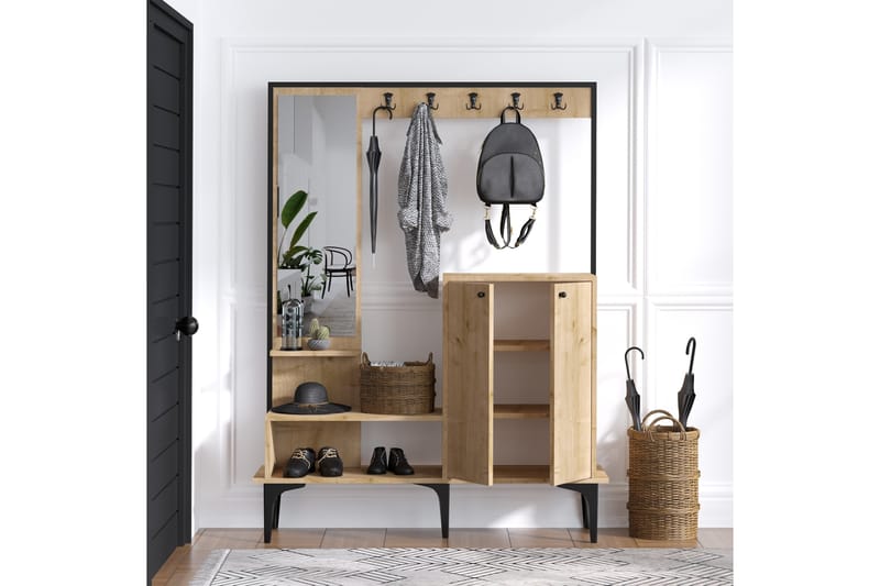 Eteiskalustesetti Cirsinia 35x114 cm - Luonnonväri/Valkoinen - Huonekalut - Kalustesetit - Eteisen kalustesetit