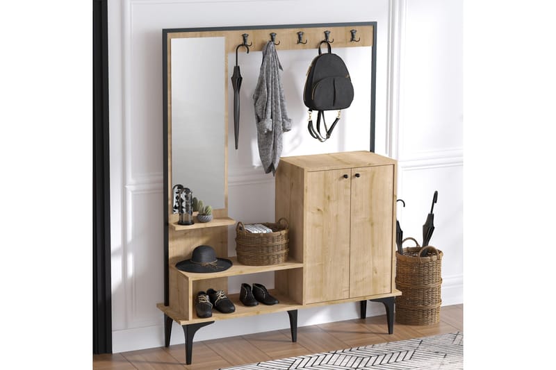 Eteiskalustesetti Cirsinia 35x114 cm, Luonnonväri/Valkoinen