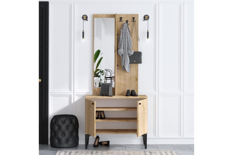Eteiskalustesetti Huacapa 35x90 cm - Luonnonväri/Valkoinen - Huonekalut - Kalustesetit - Eteisen kalustesetit