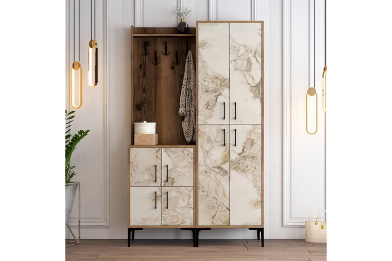 Eteiskalustesetti Kotzen 120 cm - Ruskea/Valkoinen - Huonekalut - Kalustesetit - Eteisen kalustesetit