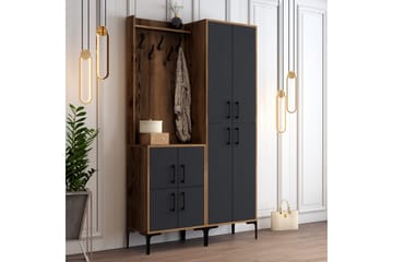 Eteiskalustesetti Kotzen 120 cm - Tummanruskea/Antrasiitti - Huonekalut - Kalustesetit - Eteisen kalustesetit
