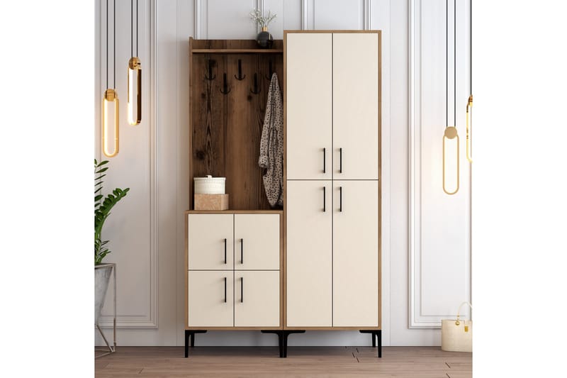 Eteiskalustesetti Kotzen 120 cm - Tummanruskea/Beige - Huonekalut - Kalustesetit - Eteisen kalustesetit