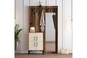 Eteiskalustesetti Kotzen 120 cm - Tummanruskea/Beige - Huonekalut - Kalustesetit - Eteisen kalustesetit