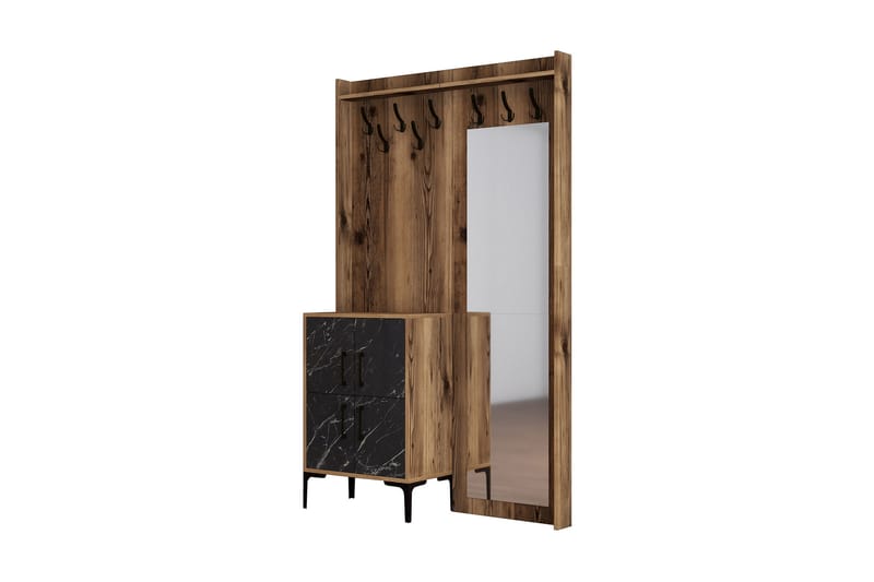 Eteiskalustesetti Kotzen 120 cm - Tummanruskea/Musta - Huonekalut - Kalustesetit - Eteisen kalustesetit