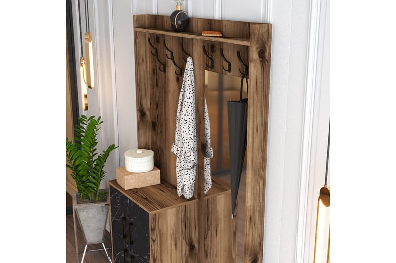 Eteiskalustesetti Kotzen 120 cm - Tummanruskea/Musta - Huonekalut - Kalustesetit - Eteisen kalustesetit