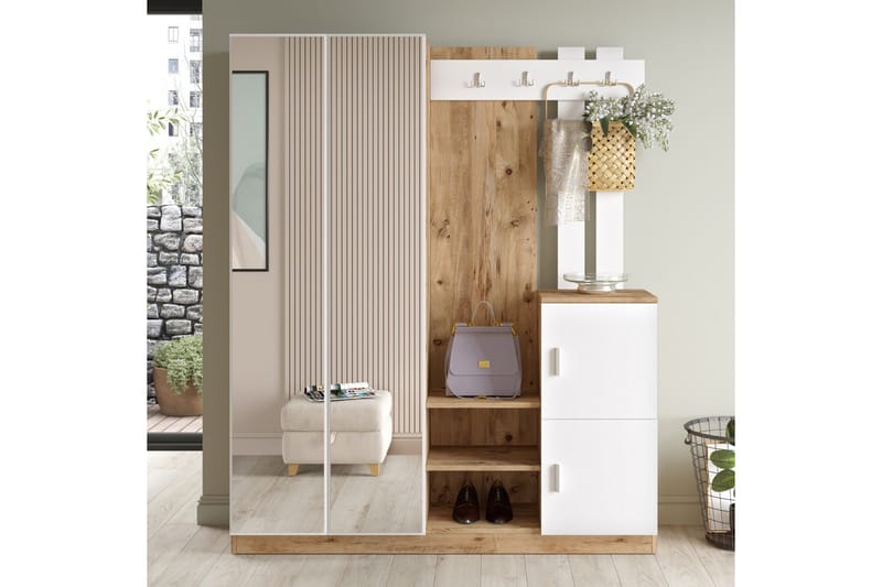 Eteiskalustesetti Medleys 38x147 cm - Luonnonväri/Valkoinen - Huonekalut - Kalustesetit - Eteisen kalustesetit