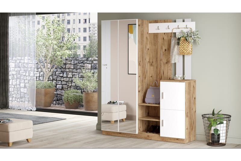 Eteiskalustesetti Medleys 38x147 cm - Luonnonväri/Valkoinen - Huonekalut - Kalustesetit - Eteisen kalustesetit