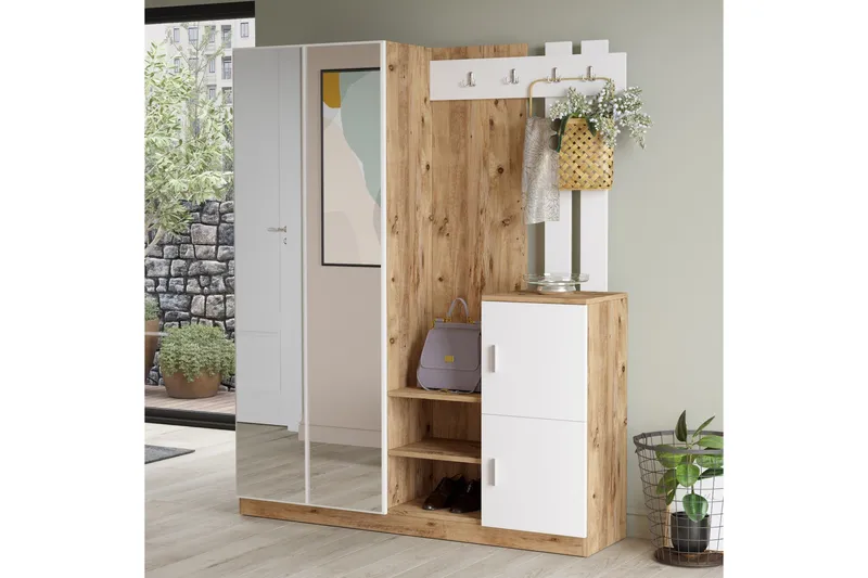 Eteiskalustesetti Medleys 38x147 cm, Luonnonväri/Valkoinen