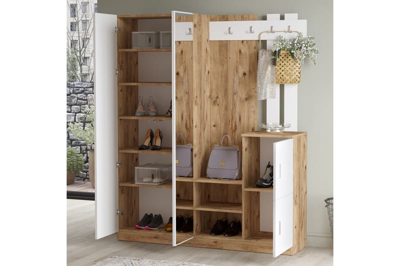 Eteiskalustesetti Medleys 38x147 cm - Luonnonväri/Valkoinen - Huonekalut - Kalustesetit - Eteisen kalustesetit