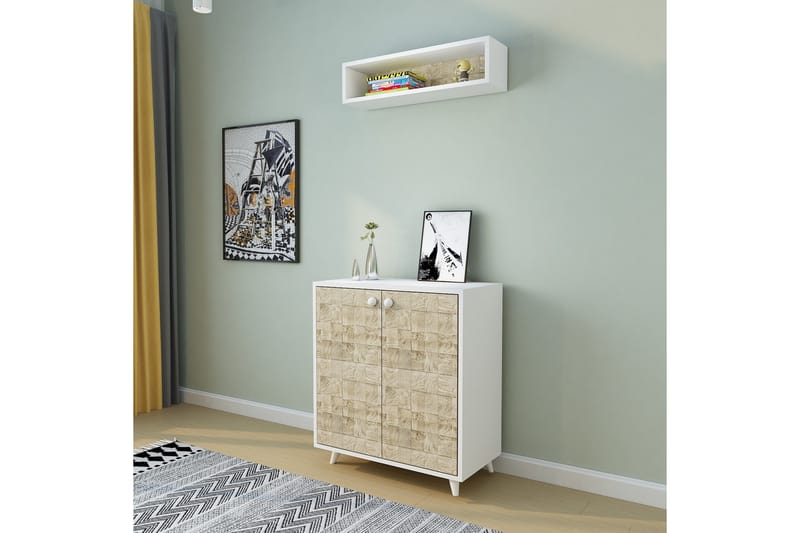 Eteiskalustesetti Miangal 80x80 cm - Luonnonväri/Valkoinen - Huonekalut - Kalustesetit - Eteisen kalustesetit
