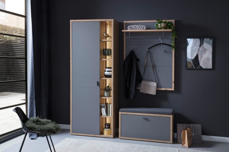 Eteiskalustesetti Morrols 3 osaa 37x172 cm - Harmaa/Luonnonväri - Huonekalut - Kalustesetit - Eteisen kalustesetit