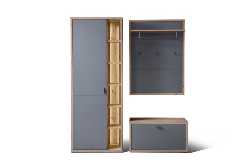 Eteiskalustesetti Morrols 3 osaa 37x172 cm - Harmaa/Luonnonväri - Huonekalut - Kalustesetit - Eteisen kalustesetit