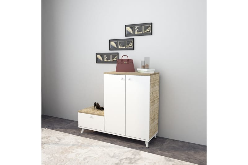 Eteiskalustesetti Tasarima 120x120 cm - Luonnonväri/Valkoinen - Huonekalut - Kalustesetit - Eteisen kalustesetit
