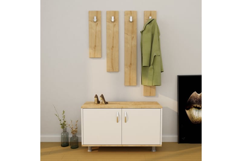 Eteiskalustesetti Tasarima 50x100 cm - Luonnonväri/Valkoinen - Huonekalut - Kalustesetit - Eteisen kalustesetit