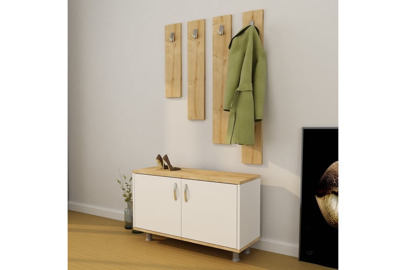Eteiskalustesetti Tasarima 50x100 cm - Luonnonväri/Valkoinen - Huonekalut - Kalustesetit - Eteisen kalustesetit
