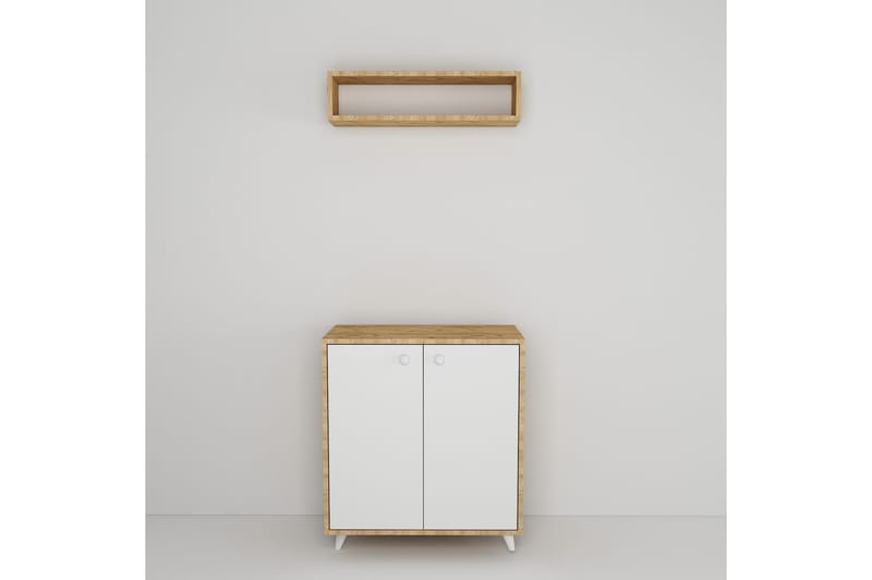 Eteiskalustesetti Tlaxaxo 80x80 cm - Luonnonväri/Valkoinen - Huonekalut - Kalustesetit - Eteisen kalustesetit