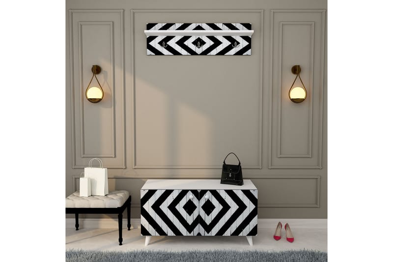 Eteiskalustesetti Trendel 55x100 cm - Luonnonväri/Valkoinen - Huonekalut - Kalustesetit - Eteisen kalustesetit