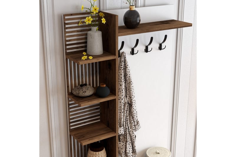 Eteiskalustesetti Viyana 90 cm - Tummanruskea/Valkoinen - Huonekalut - Kalustesetit - Eteisen kalustesetit