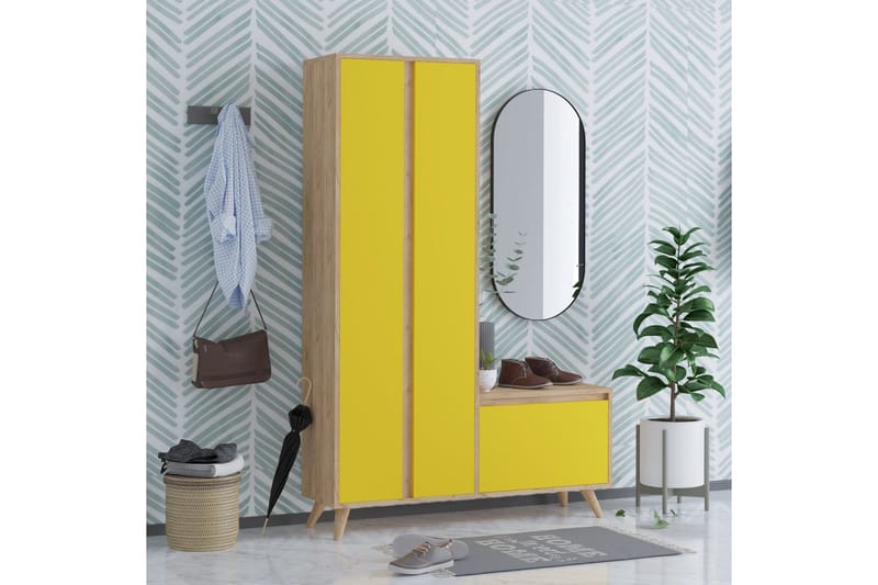 Eteissäilytin Kulta/Tammi/Keltainen - Huonekalut - Kalustesetit - Eteisen kalustesetit