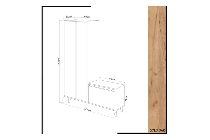 Eteissäilytin Kulta/Tammi/Keltainen - Huonekalut - Kalustesetit - Eteisen kalustesetit