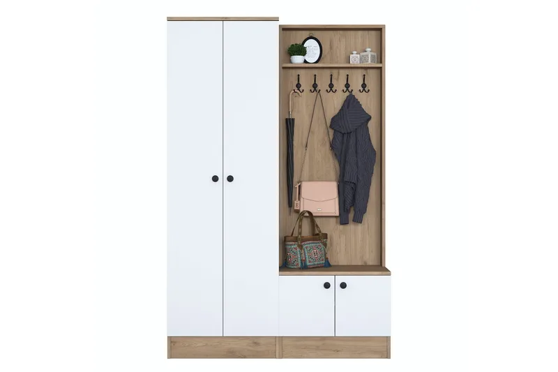 Hooda Eteiskalustesetti Ruskea/Valkoinen, Hanah Home