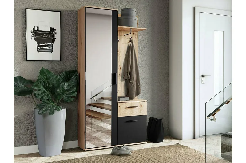 Rosehall Hallmöbelset 97x30 cm 195x Black - Huonekalut - Kalustesetit - Eteisen kalustesetit