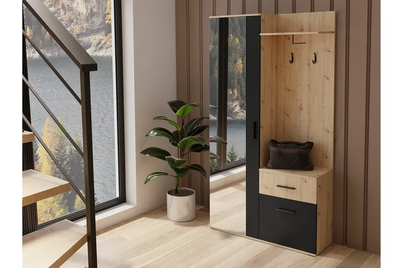 Rosehall Hallmöbelset 97x30 cm 195x Black - Huonekalut - Kalustesetit - Eteisen kalustesetit
