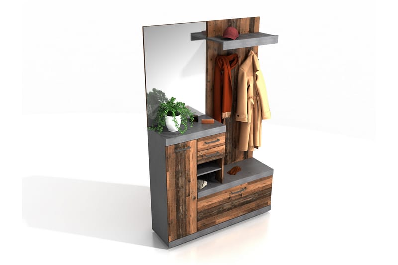 Vaatekaappi Buchsbaum 120 cm - Valkoinen/Harmaa - Huonekalut - Kalustesetit - Eteisen kalustesetit