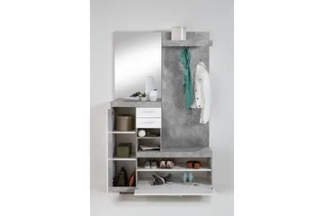 Vaatekaappi Buchsbaum 120 cm - Valkoinen/Harmaa - Huonekalut - Kalustesetit - Eteisen kalustesetit