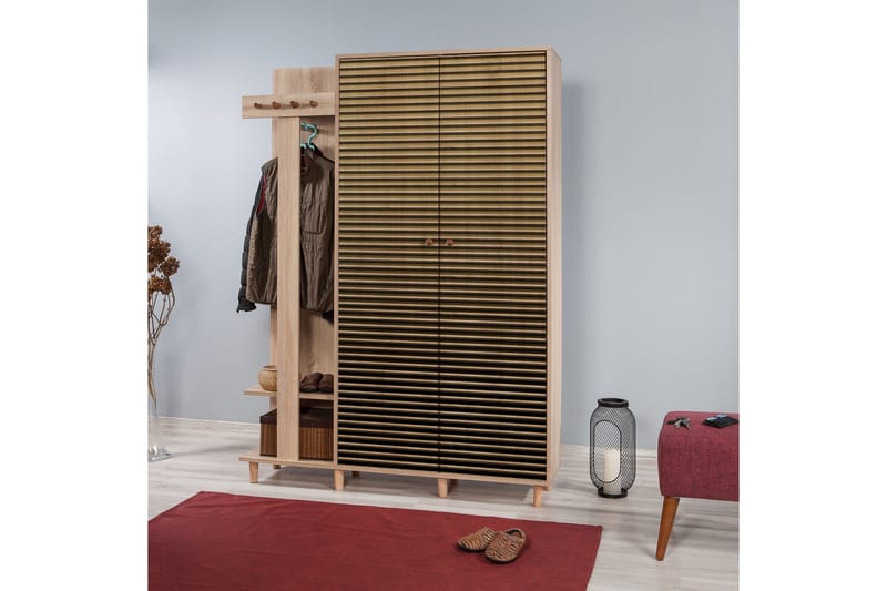 Vaatesäilytin Gillberga 135 cm - Ruskea/Monivärinen - Huonekalut - Kalustesetit - Eteisen kalustesetit