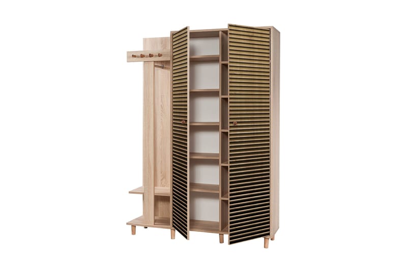 Vaatesäilytin Gillberga 135 cm - Ruskea/Monivärinen - Huonekalut - Kalustesetit - Eteisen kalustesetit