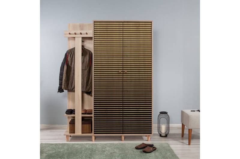 Vaatesäilytin Gillberga 135 cm - Ruskea/Monivärinen - Huonekalut - Kalustesetit - Eteisen kalustesetit