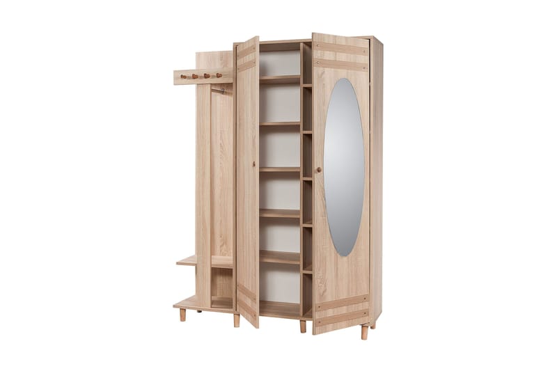 Vaatesäilytin Gillberga 135 cm - Ruskea/Valkoinen - Huonekalut - Kalustesetit - Eteisen kalustesetit