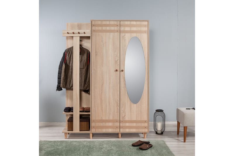Vaatesäilytin Gillberga 135 cm - Ruskea/Valkoinen - Huonekalut - Kalustesetit - Eteisen kalustesetit