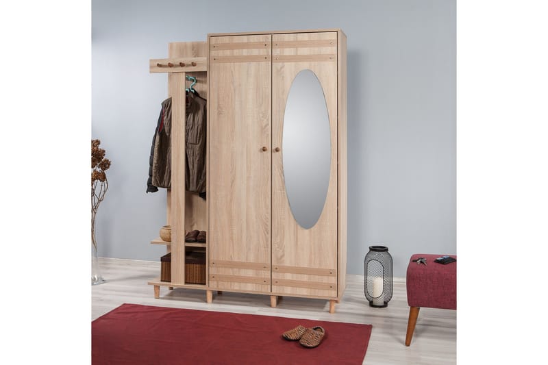 Vaatesäilytin Gillberga 135 cm - Ruskea/Valkoinen - Huonekalut - Kalustesetit - Eteisen kalustesetit