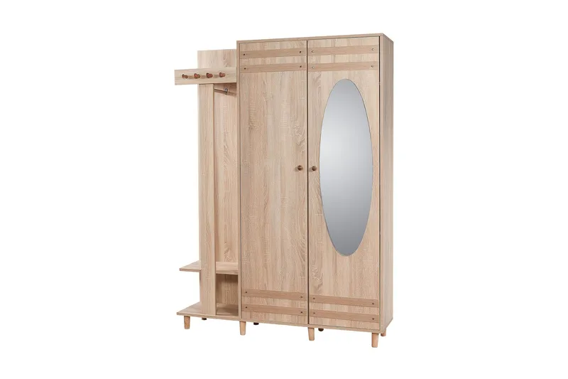 Vaatesäilytin Gillberga 135 cm - Ruskea/Valkoinen - Huonekalut - Kalustesetit - Eteisen kalustesetit