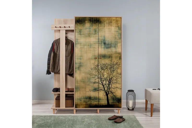 Vaatesäilytin Gillberga 135 cm - Tammi/Ruskea - Huonekalut - Kalustesetit - Eteisen kalustesetit