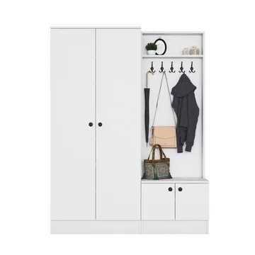 Eteiskaluste Wallxpert Eska (139,6 x 182,8 x 37,5 cm) valkoinen - Valkoinen - Huonekalut - Kalustesetit - Eteisen kalustesetit