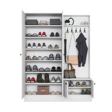 Eteiskaluste Wallxpert Eska (139,6 x 182,8 x 37,5 cm) valkoinen - Valkoinen - Huonekalut - Kalustesetit - Eteisen kalustesetit