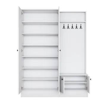 Eteiskaluste Wallxpert Eska (139,6 x 182,8 x 37,5 cm) valkoinen - Valkoinen - Huonekalut - Kalustesetit - Eteisen kalustesetit
